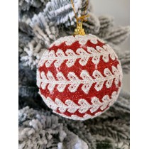 Новорічні кулі червоні зі спіральним візерунком Ø80мм, ціна за набір 3 шт (SH221)